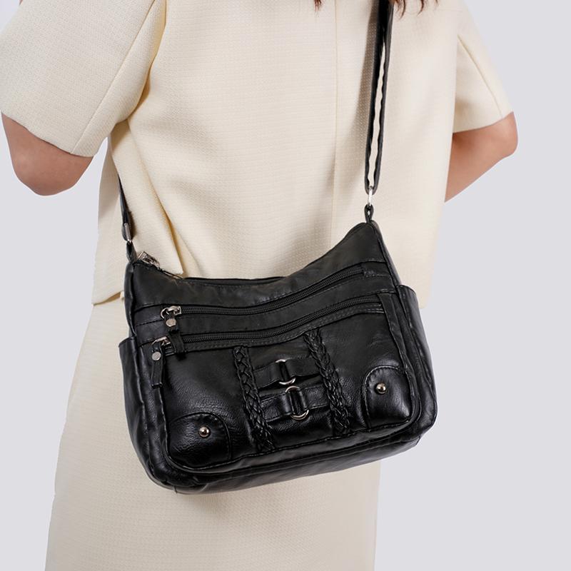 Large Capacity PU Small Square Bag Middle-aged Mother Bag Women's Shoulder Crossbody Bag