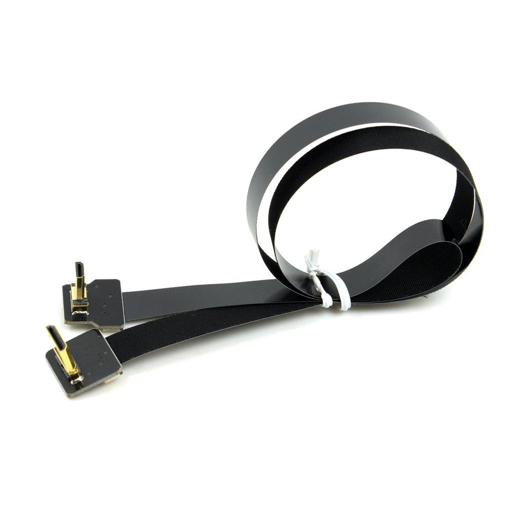 Cablecc 90 Degree Downward Facing FPV Micro HDMI Male To Mini HDMI FPC Flat for GoPro Multicopter Aerial Photography Cable, 50cm,