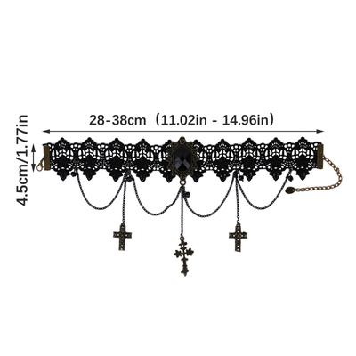 Gotische Choker Verstellbare Spitze Choker Halsband Kette Mit Kruzifix Vintage Quaste Kette Damen Steampunk Halloween Schmuck