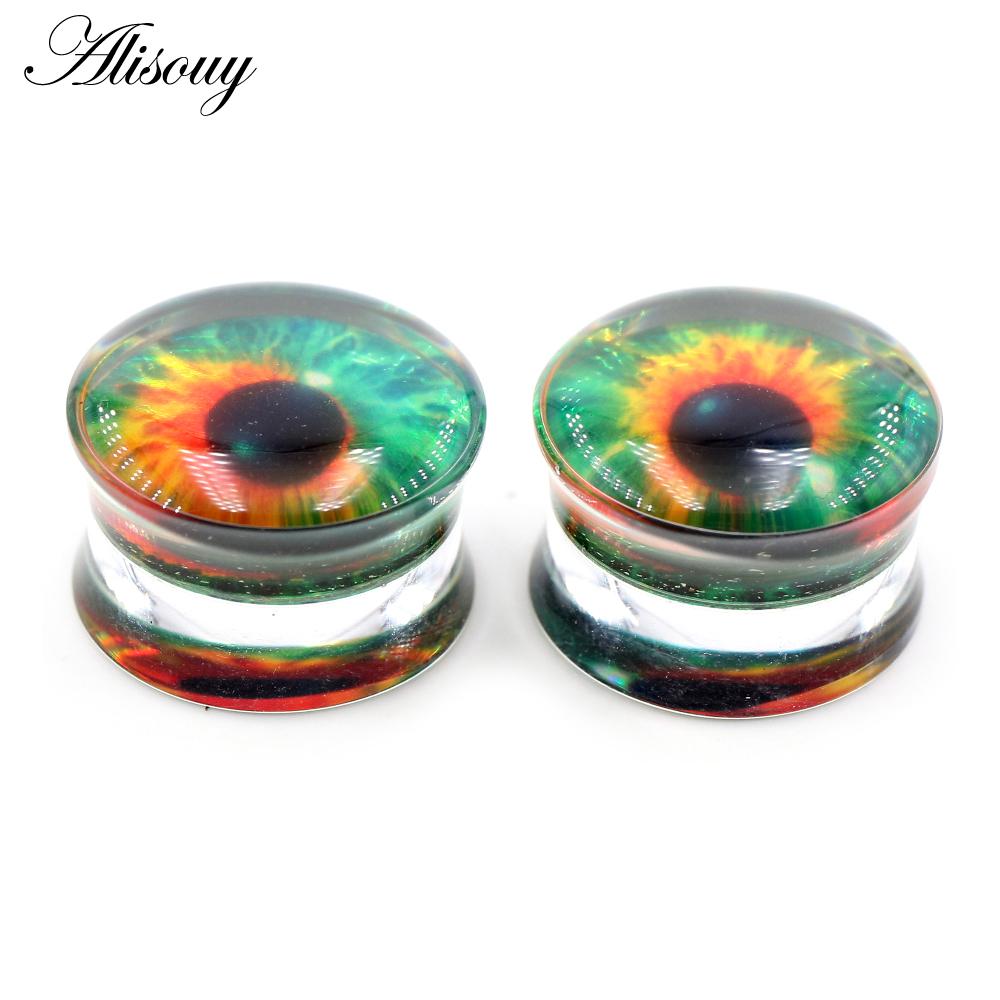 Acrylic Round Alisouy Transparent 2pcs Eyeball Ear Gauges Tunnels Plugs Flesh Stretcher Expander Earrings Piercing Body Jewelry