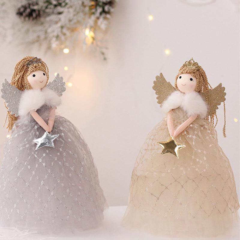 1~10PCS Cartoon Cute Angel Pendant Christmas Tree Topper Delicate Top Angel Statue Ornament For New Year Home Christmas