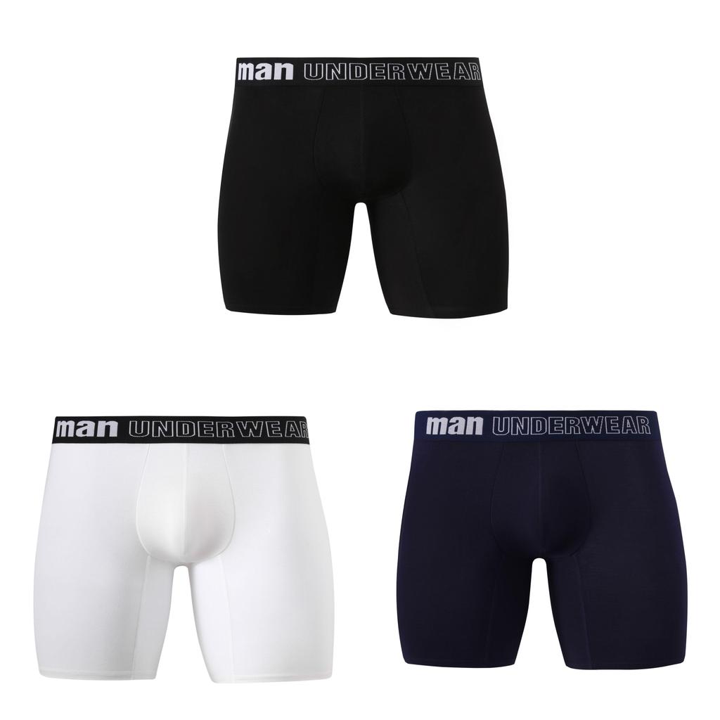 Men Bamboo Fiber Long Underwear Plus Size Thin Breathable Antibacterial Mid Waist Loose Boxers For Men