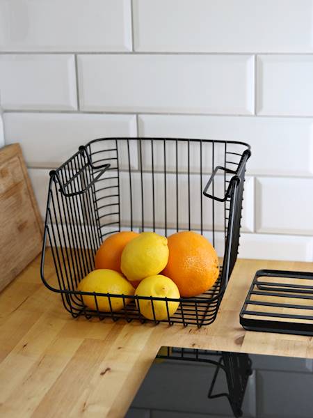 Black Tiered Metal Basket For Fruit And Vegetables