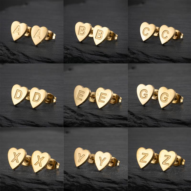 2025 Women's Retro Stainless Steel Alphabet Stud Earrings: Geometric & Simple Design