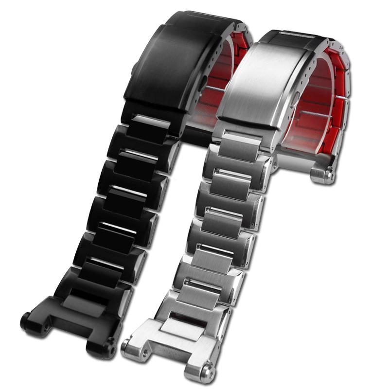 316L Stainless Steel Watch Band for Casio G-SHOCK MTG-B2000 Undead Bird Style Red Bottom Metal Strap, Replacement Bracelet