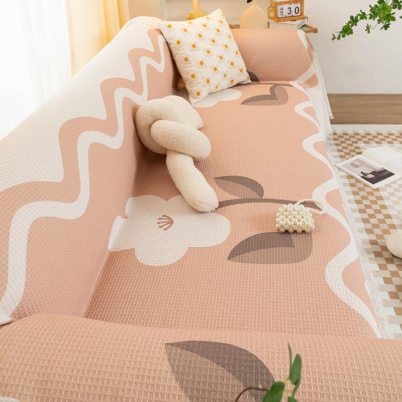 Nordischer Instagram-Stil Kratzfest Baumwolle und Leinen Sofa Handtuch Überwurf Tuch Sofabezug Vollständig bedeckt Vier Jahreszeiten Universal Sofakissen Sommer