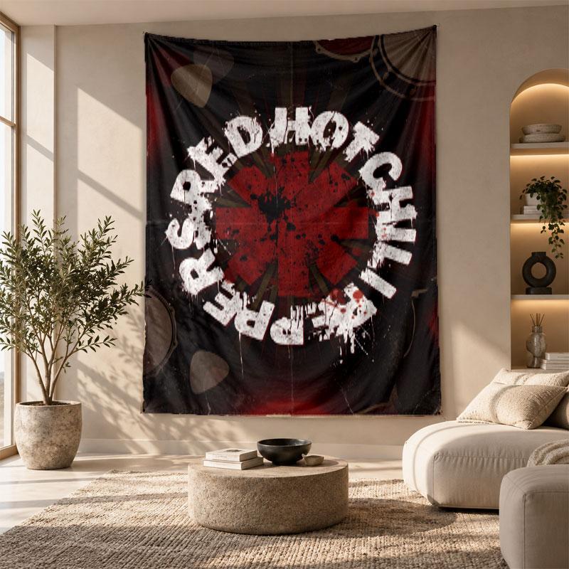 Arazzo Decorativo, Arte da Parete Stampata Red Hot Chili Peppers, Appeso a Parete Leggero per Sfondo della Camera da Letto