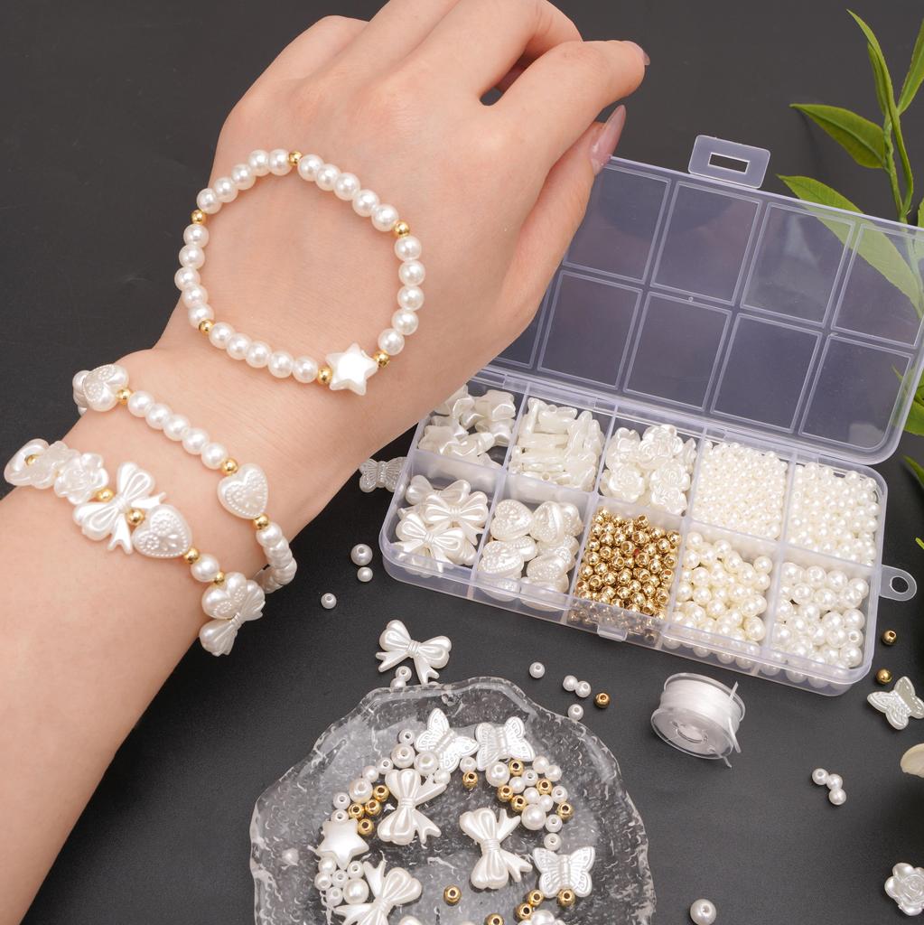 800 Peças/caixa Contas de Pérola ABS Para DIY Pulseira Colar Acessórios para Fazer Joias