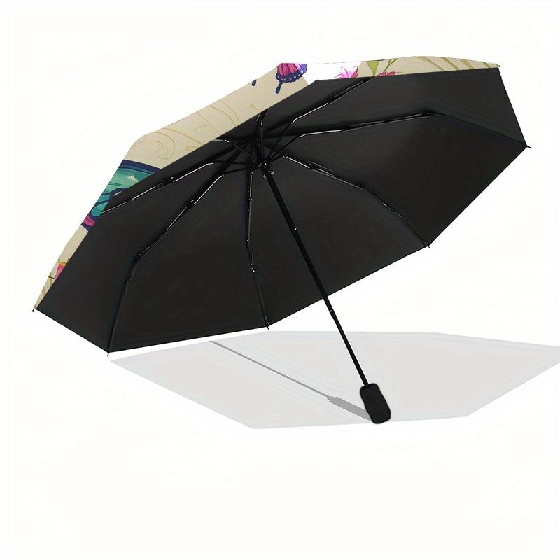 Colorful Butterfly Garden Decorative PlateUmbrella, Portable 3-Fold Umbrella for Men & Women,Christmas Gift ES347