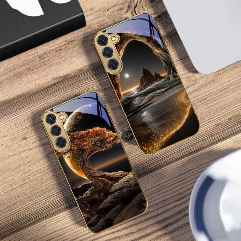 The wilderness of veins For Samsung Galaxy S20 FE S21 S22 S23 Plus S24 Ultra 25Ultra S21+ S9+ S22Plus Golden glass phone case