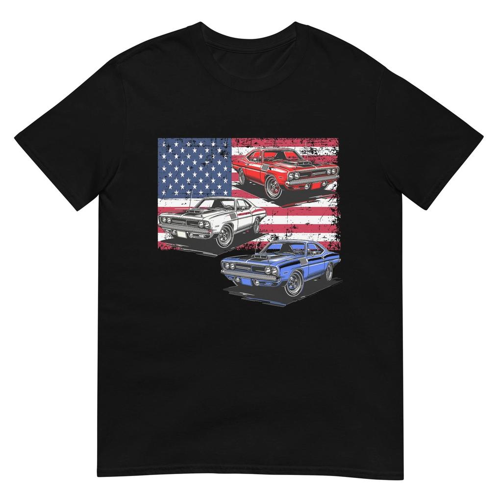 cars red white and blue  american flag