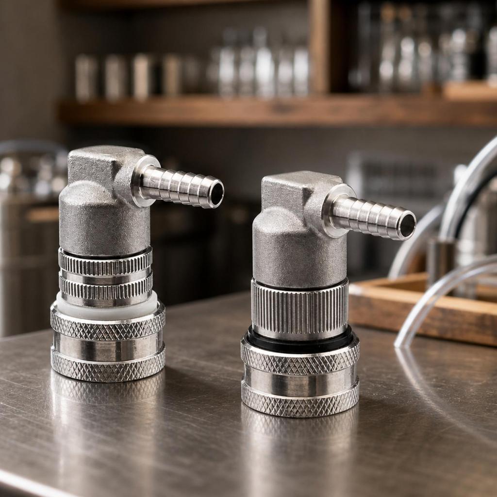 Lock Disconnect with Elbow 90-Degree Keg Fitting Stainless Steel Corny