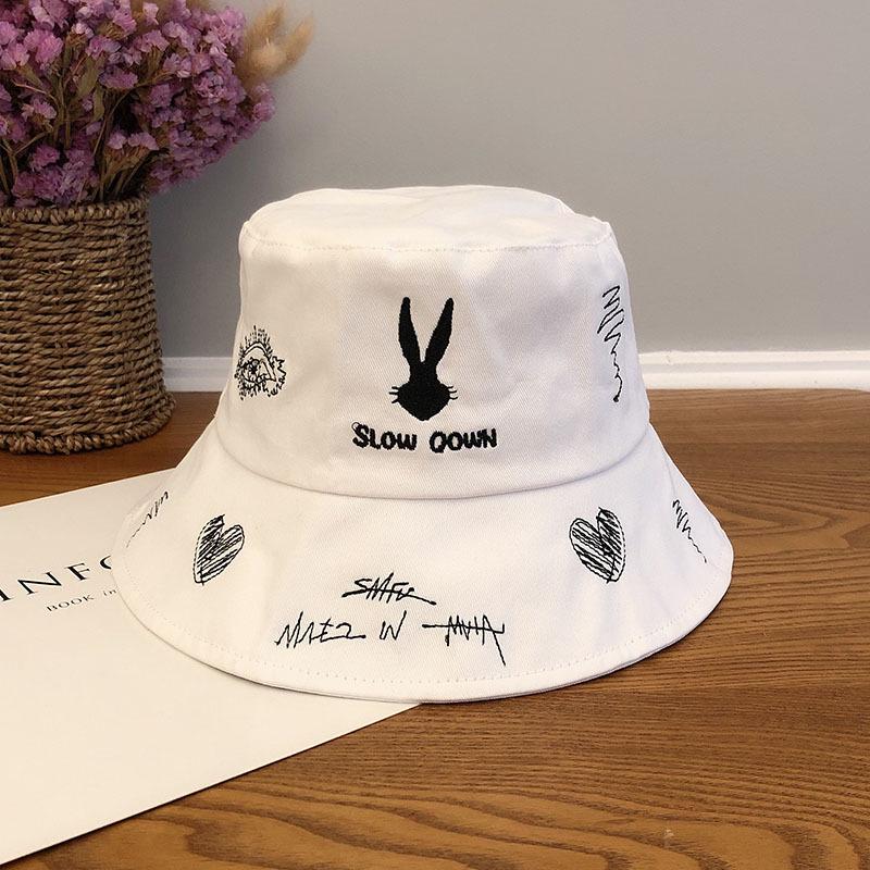 

Панама в корейском стиле с Багзом Банни – Модная женская летняя защита от солнца с широкими полями для стройнящего эффекта One Size