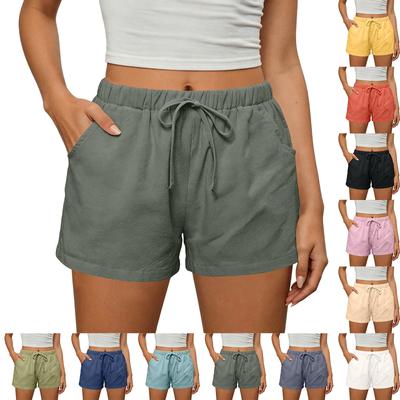 Pantaloncini da Donna Casual Elasticizzati a Vita Alta con Coulisse e Tasche