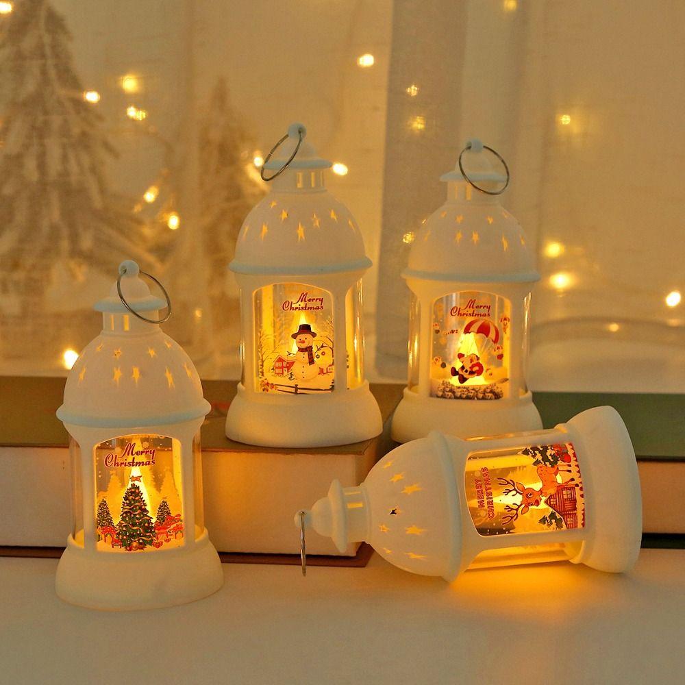 Candlestick Christmas Wind  Lamp Santa Santa Hanging Lamp Classical Christmas Castle Lantern  Xmas
