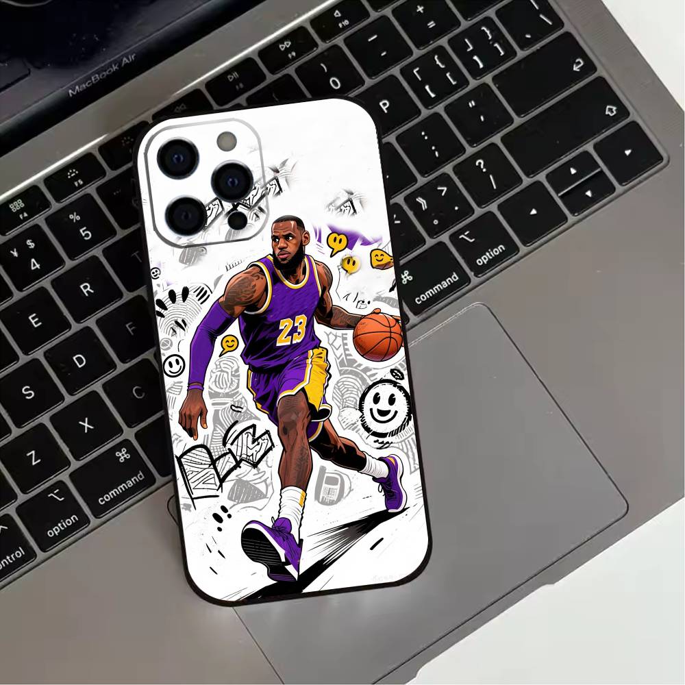 L-Lebron James 23 Phone Case For iPhone 17,16,15,14,13,12,11 Plus,Pro Max,XS,Soft Silicone Black Cover