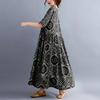 Plus Size Loose Floral Print Midi Dress for Women Spring Autumn Summer Casual Vintage Elegant Dresses Holiday Dress