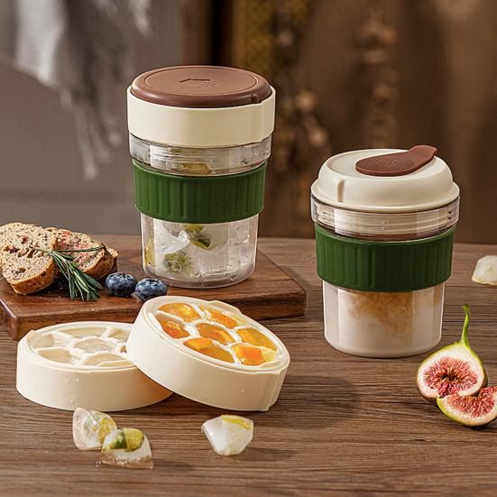 Cold Brew Cup with Ice Cube Mold 500ml Portable Coffee Cup Simple Dual-Use Ice Cube Maker Cup for Summer