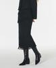 Aussel Fringed Wool Tweed Skirt Black