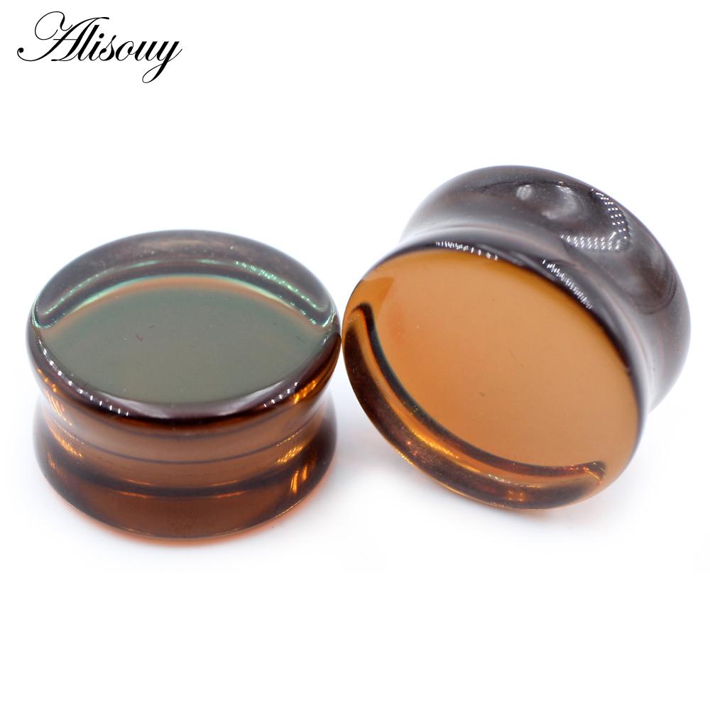 Alisouy 1PC 6mm-30mm Runde Glas Frauen Männer Ohr Stecker Tunnel Messgeräte Keil Expander Extender Ohrringe piercing Körper Schmuck