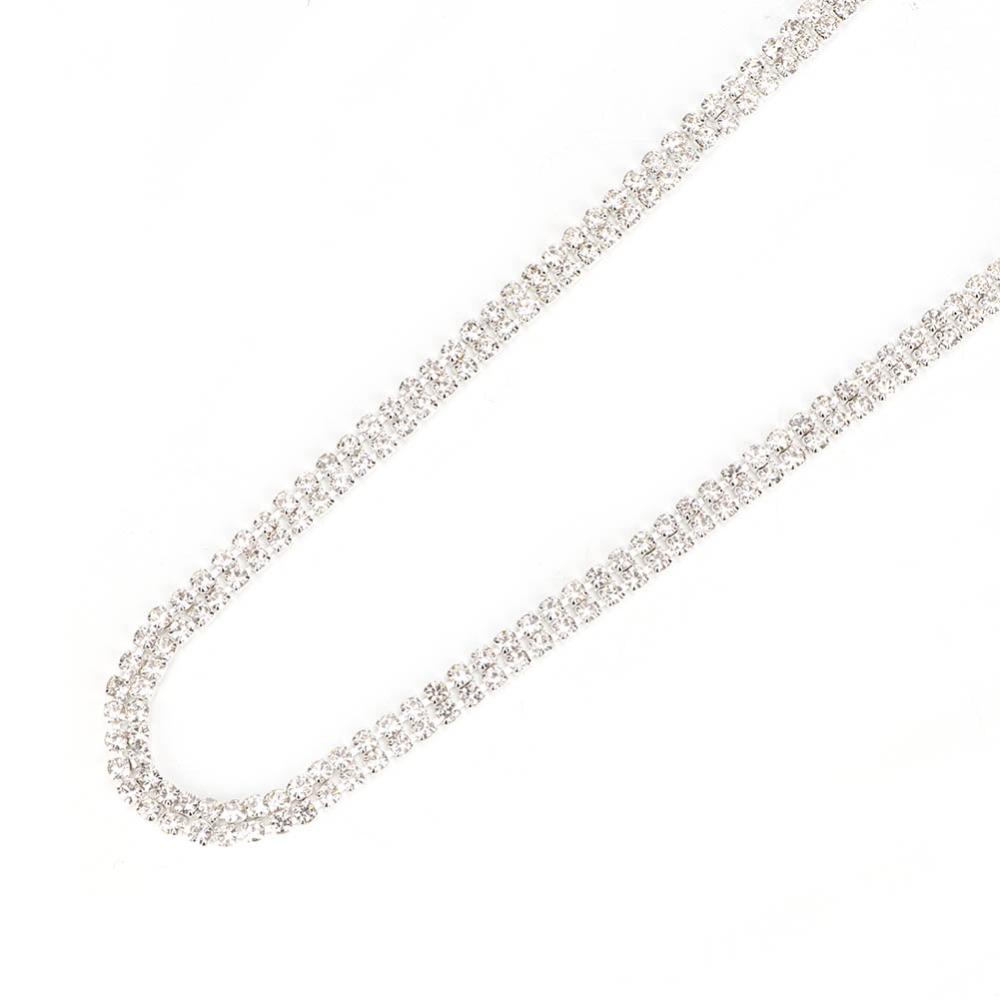 1pcs 3mm Rhinestones Rhinestone Chain Ribbon 2 Row Design DIY Wrap Roll Ribbon For DIY Crafts