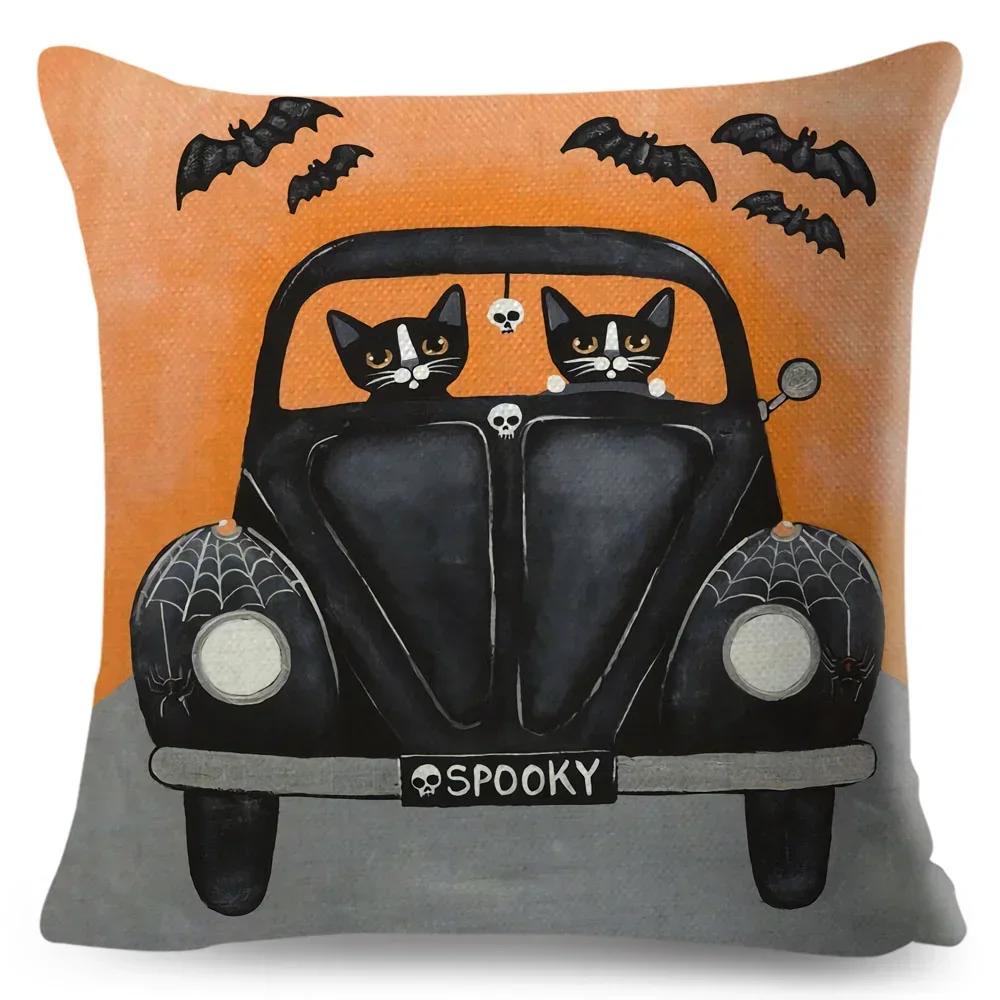 Cartoon Driving Car Cat Cushion Cover Decor Cute Pet Animal Pillowcase Polyester Pillow Case for Sofa Home Children Room