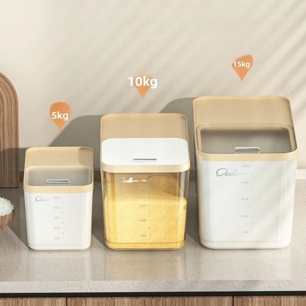 Plastic Sealed Jar Sliding Lid Rice Bucket New Grain Storage Bin  Kitchen Use