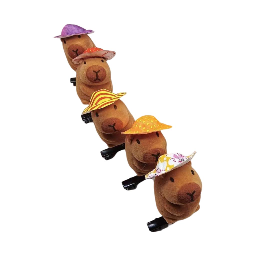 5er-Pack Cartoon 3D Capybara Plüsch-Haarnadeln Modische Tier-Haarspange Haar-Accessoires Geschenk für Mädchen und Frauen