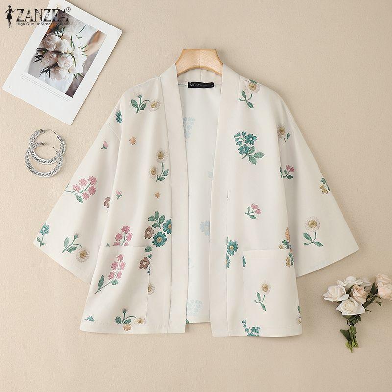 ZANZEA Women Floral Print Casual Long Sleeve Cardigan Blouse