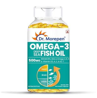 DR. MOREPEN Omega 3 Fish Oil with 300mg EPA & DHA | 500mg | High Potency Fish Oil 60 Softgels (Pack of 1)