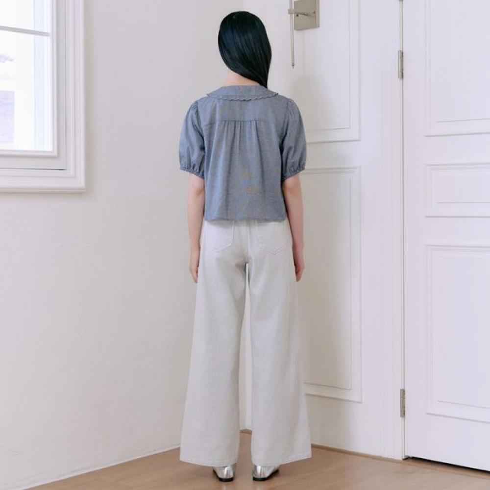 Thursday Island Women Scallop Collar Short Sleeve Blouse T264mbl215w