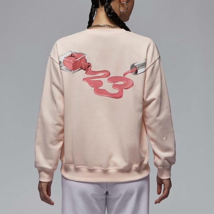 Jordan Brkln Printed Pattern Crewneck Long Sleeve Sweatshirt Women Sweatshirt Pink HV9371838
