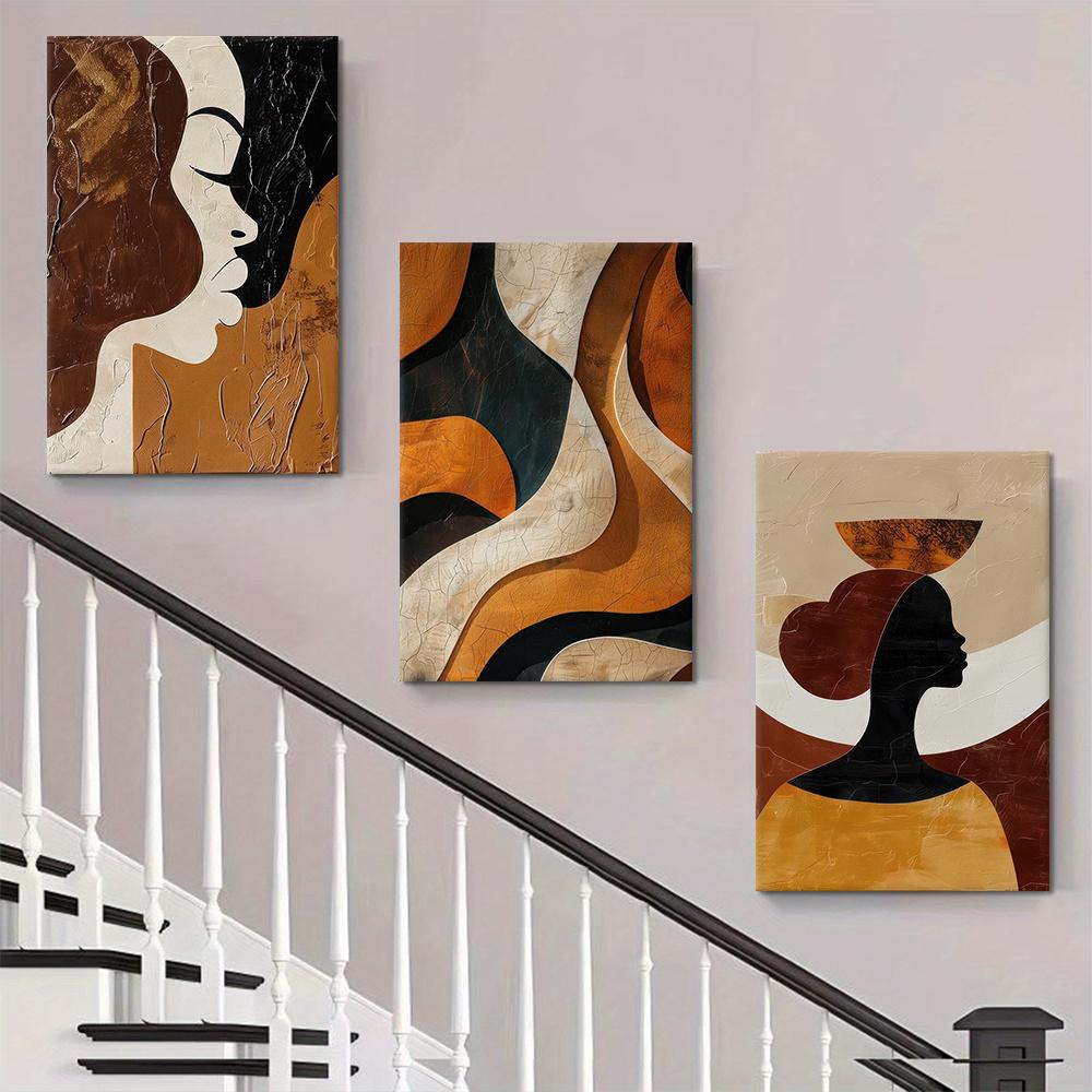 3PC 2D Flat Modern Abstract Character Canvas Decorative Painting Nordic Style Living Room Entrance Bedroom Wall Decoration Simpl