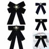 Velvet Ribbon Bowtie Brooch Crystal Rhinestone Bow Tie Brooches  Dress Shirt Accessories