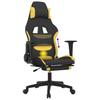 Gaming Chair with Massage Function and Footrest Black and Yellow Fabric