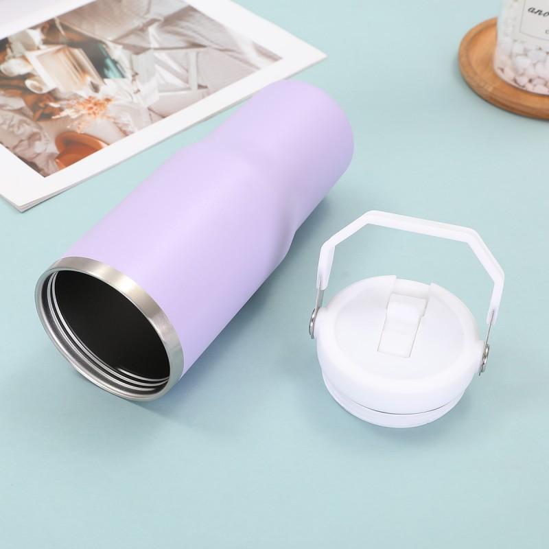 30 Oz Stainless Steel Travel Tumbler With Handle Straw Lid Car Outdoor Use Insulated Water Bottle