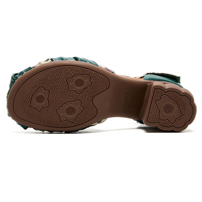 GKTINOO Mixed Colors Summer Gladiator Sandals Women Genuine Leather Round Toe Hook & Loop Retro Style Ladies Shoes Handmade