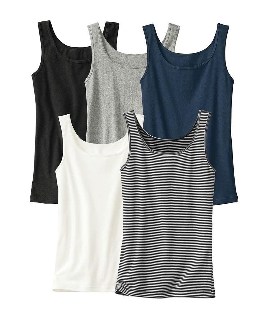 Inner cotton tank set of basic 6L [Nissen] camisole/tank top, 100% top, 5, colors,