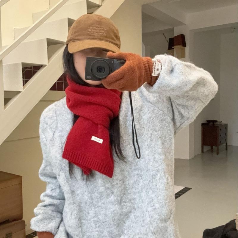 Winter scarf atmosphere new solid color versatile fashion warm neck protection scarf scarf shawl dual-purpose