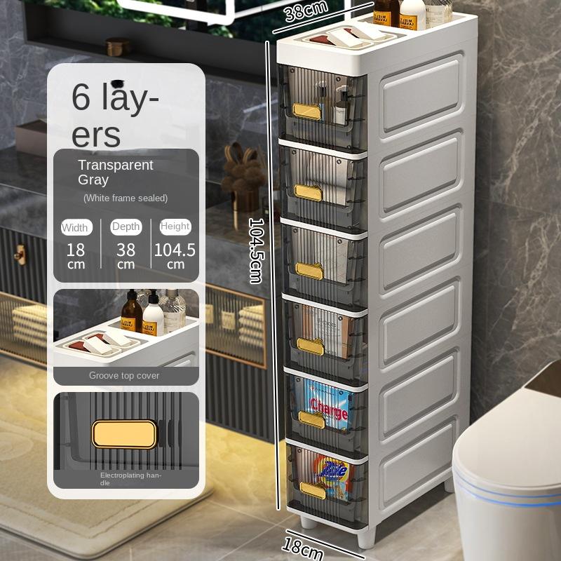 Lumină vizibilă transparentă Dulapuri de baie cusute de lux Mobilier de casă Dulap îngust de baie Dulapuri de depozitare montate pe podea