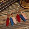 Boho Feather Earrings Ethnic Leaf Shape Long Dangle Tassel Earring Jewelry Accessories Dream Catcher Women Drop Earrings Wedding