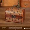 Vintage Wooden Jewelry Storage Box with Lock - Ideal for Earrings, Necklaces, Gifts, and Photography Props.