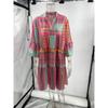 Women's Fall Vintage Print V Neck Dress, 3/4 Sleeve Loose Casual Boho Tiered Dress for Daily Wear