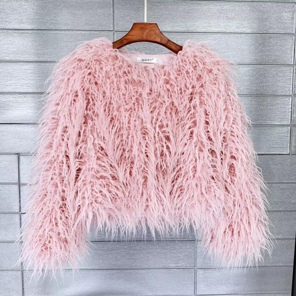 TrendHub Kunstpelzmantel und Jacken Damen Lässig Warm Rundhals Flauschige Pelzmäntel Damen