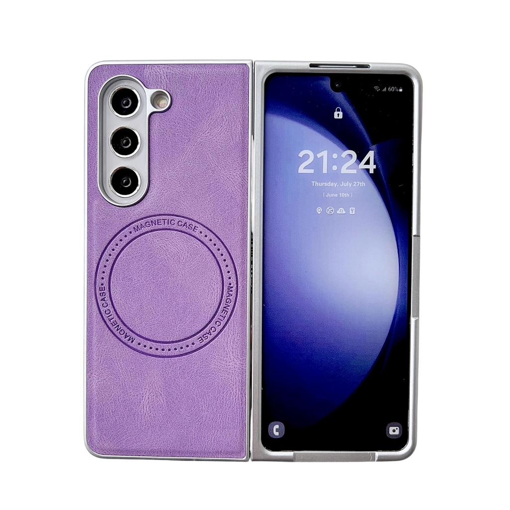 Retro Leather Grain Magnetic Case for Samsung Galaxy Z Fold5/4/3 - Drop-proof & Foldable
