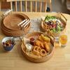 Handwoven Round Rattan Basket Bread Storage Basket Fruit Tea Snack Bread Picnic Tray Snacks Storage Box Kitchen Supplies Basket
