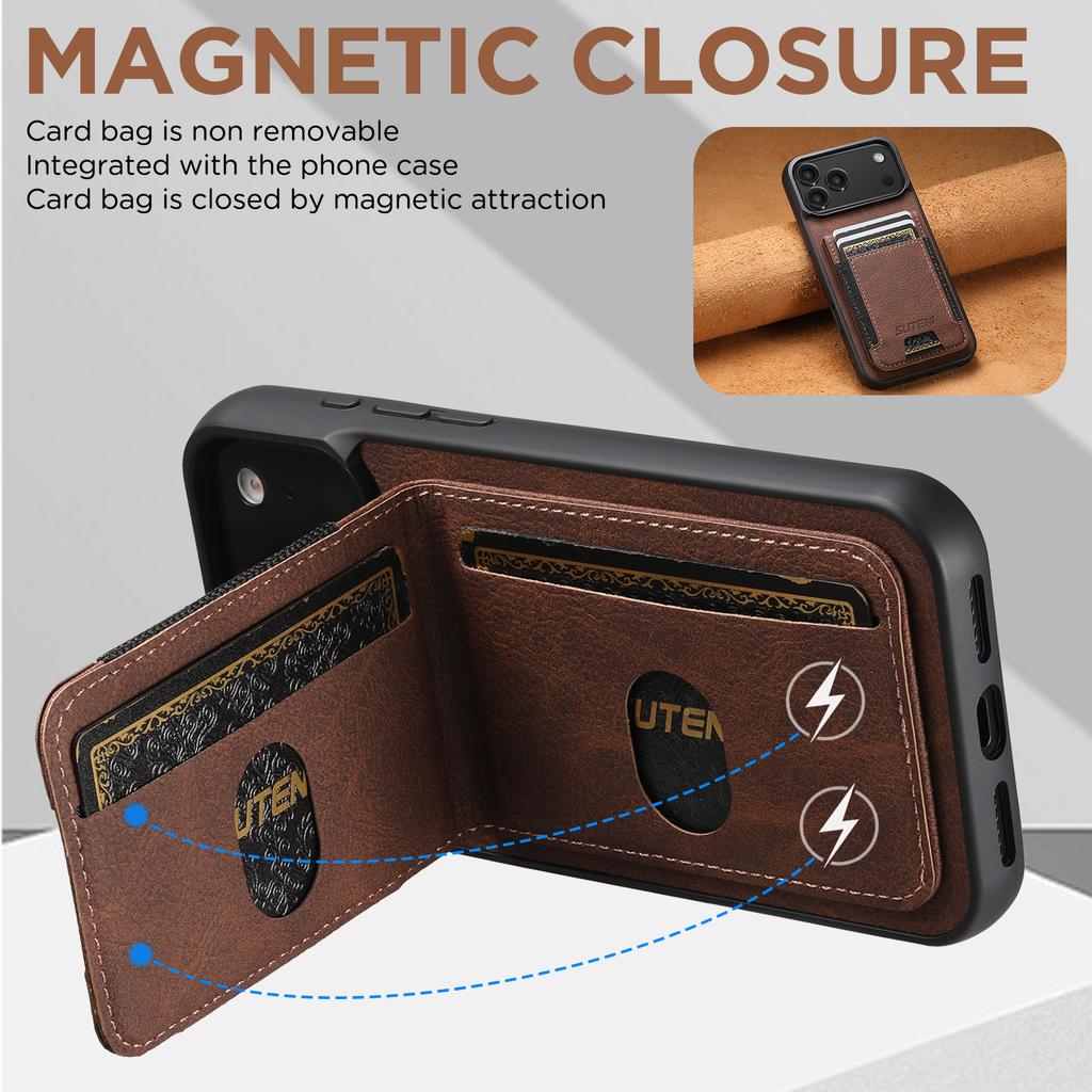 Luxury Faux Leather Card Holder Stand Phone Case Frosted Feel for IPhone 17 Pro Max 16 Plus 15 14 13 12