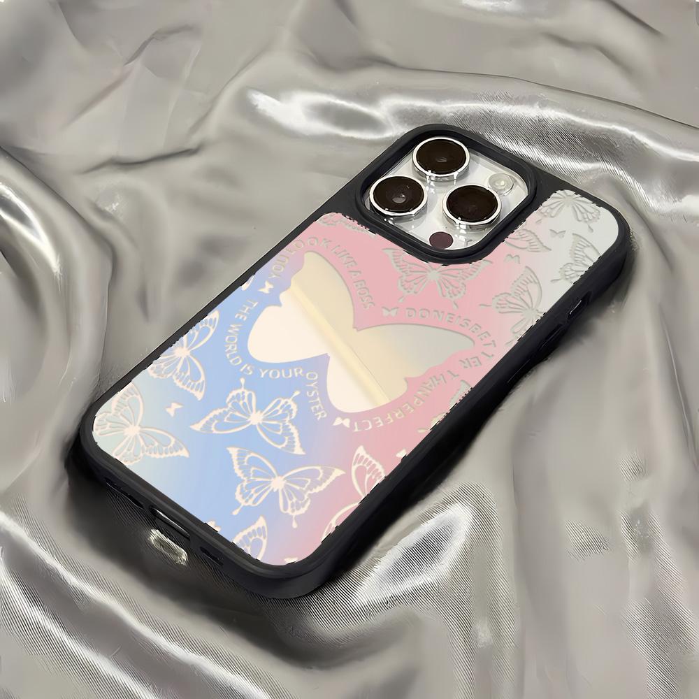Mirror Phone Case for iPhone 15 11 13 14 for 15 16 Pro Max 12 13 16 Pro Cloud Flower and Animal Cute Style Phone Case