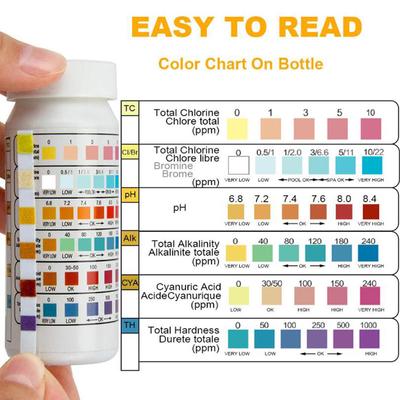 6 In 1 Multipurpose Chlorine Ph Test Strips Spa Swimming Pool Water Tester Paper