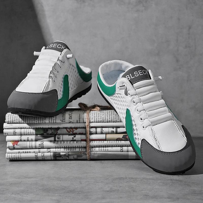 2025 Summer New Half Carrier Men's Shoes Soft Sole Casual Comfortable Sneakers Men's Slip-on Beanie Shoes Sneakers for Men